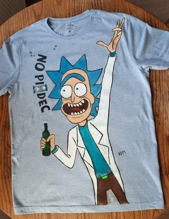 Morty is a bright grandpa - My, Rick and Morty, Drawing, T-shirt printing, Copy, Cartoons, Art, Creation, Acrylic, Longpost