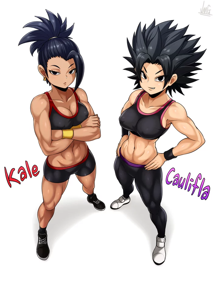 Kale & Caulifla - Jmg, Muscleart, Art, Strong girl, Dragon ball, Dragon ball z, Anime, Anime art