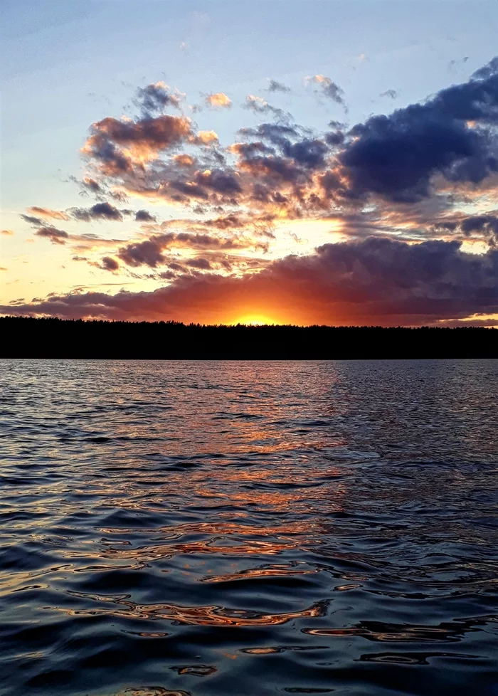 Sunset at the Chigirinskoye Reservoir - My, Republic of Belarus, Nature, Landscape, Reservoir, Sunset, Mobile photography