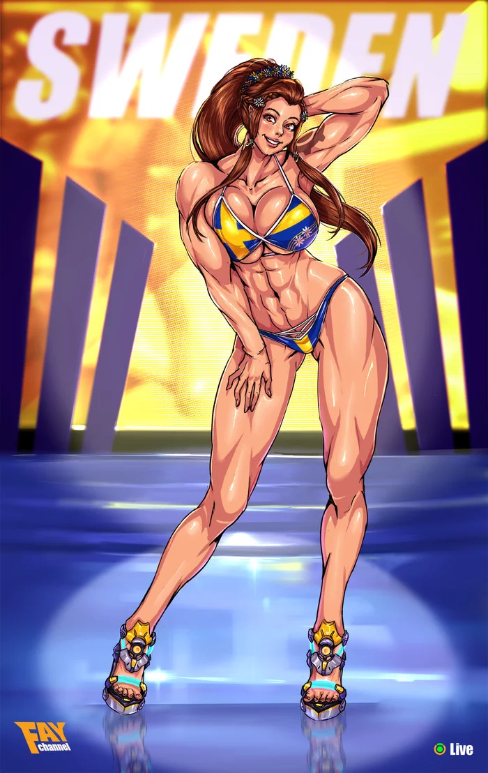 Miss Brigitte Lindholm - , Muscleart, Art, Strong girl, Overwatch, Brigitte, Bikini