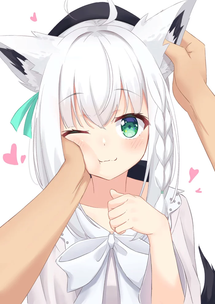 Милота - Hololive, Shirakami Fubuki, Animal Ears, Anime Art, Аниме, Virtual YouTuber