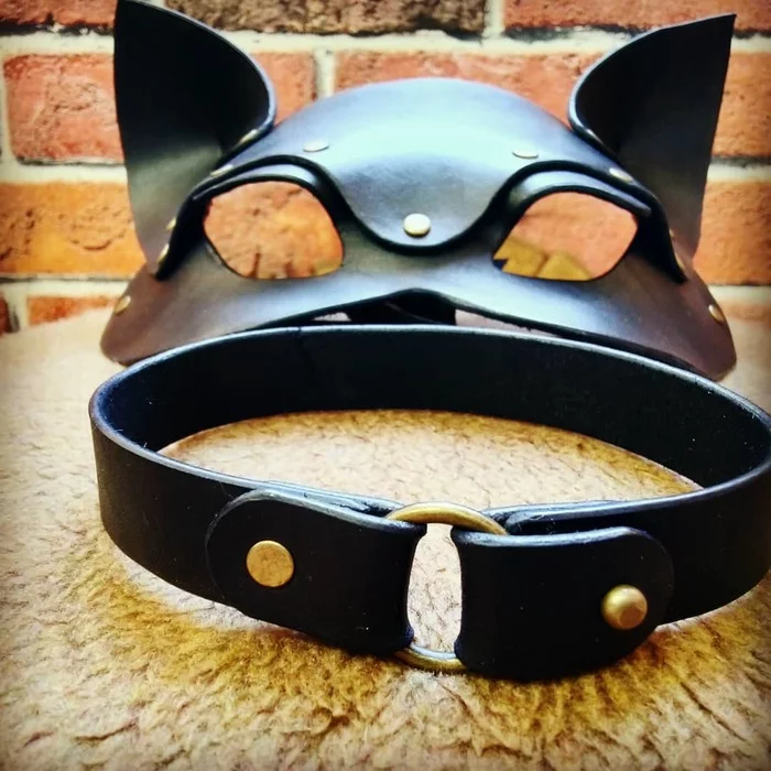 Choker. A little bit of the creation process - My, Natural leather, Choker, With your own hands, Leather products, Mask, Longpost, Needlework with process, Leather