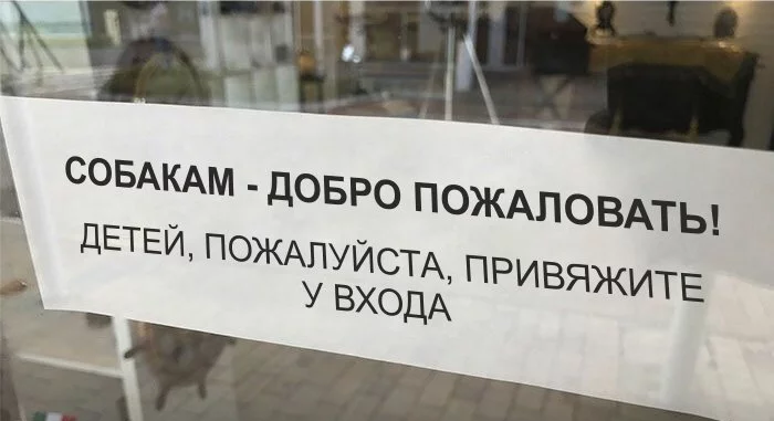 Не перепутайте! - Магазин, Дети, Собака, Питомец, Домашние животные, Животные, Вывеска, Чайлдфри