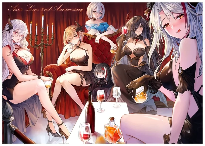 Anime Art - Аниме, Anime Art, Azur Lane, Graf Zeppelin, Roon, Admiral Graf Spee, Friedrich der Grosse, Prinz Eugen