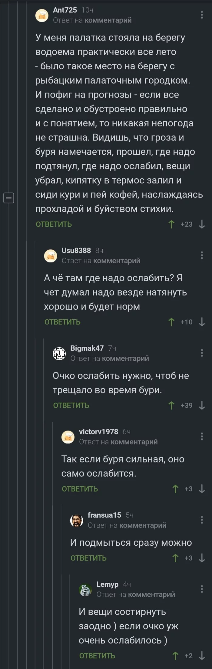 Где надо подтянуть, а где и ослабить - Комментарии на Пикабу, Туризм, Палатка, До слез, Длиннопост, Скриншот