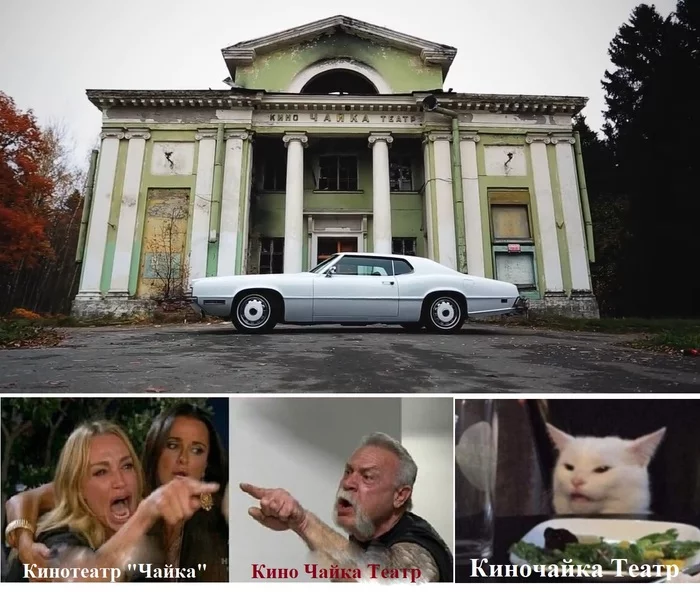 Kinochaika - Two women yell at the cat, Cinema, Seagulls, Ford Thunderbird