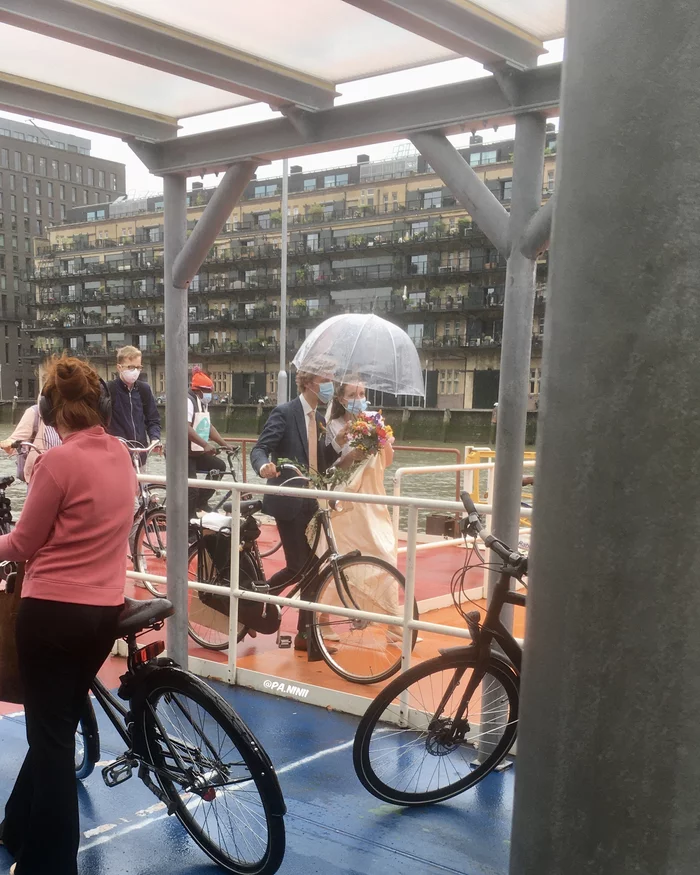 Dutch wedding in 2020 - Wedding, Coronavirus, Netherlands (Holland), 2020, A bike, Mask