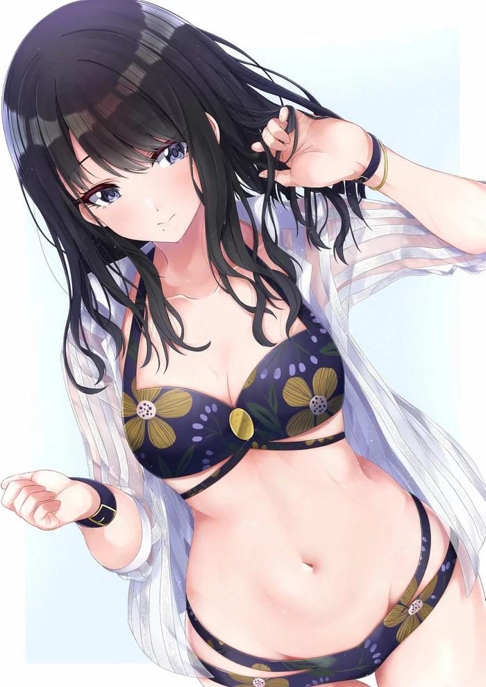 Hiori Kazano - NSFW, Anime, Art, Anime art, Erotic, Idolmaster shiny colors, Hiori Kazano, Swimsuit