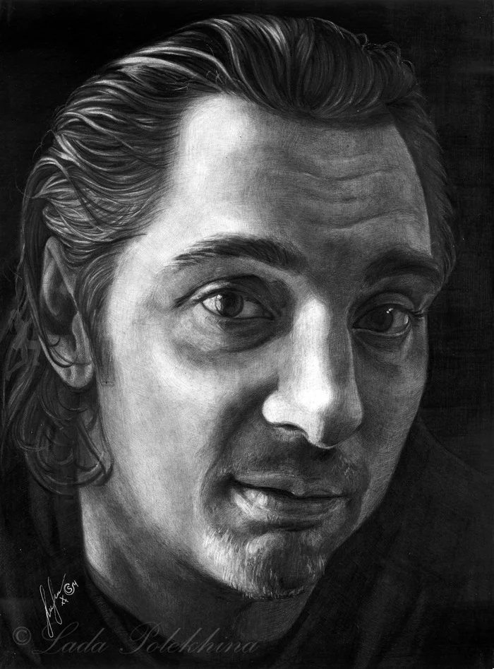 Portrait in pencil. - My, Drawing, Portrait, Mikhail Gorshenev, King and the Clown, The singers, Celebrities, Musicians, Pencil drawing