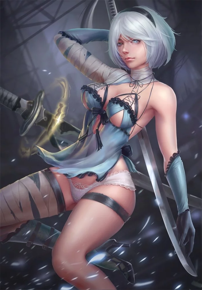 Yorha no.2 Type B - NSFW, Art, NIER Automata, Yorha unit No 2 type B, Erotic, Game art, Underwear, Boobs