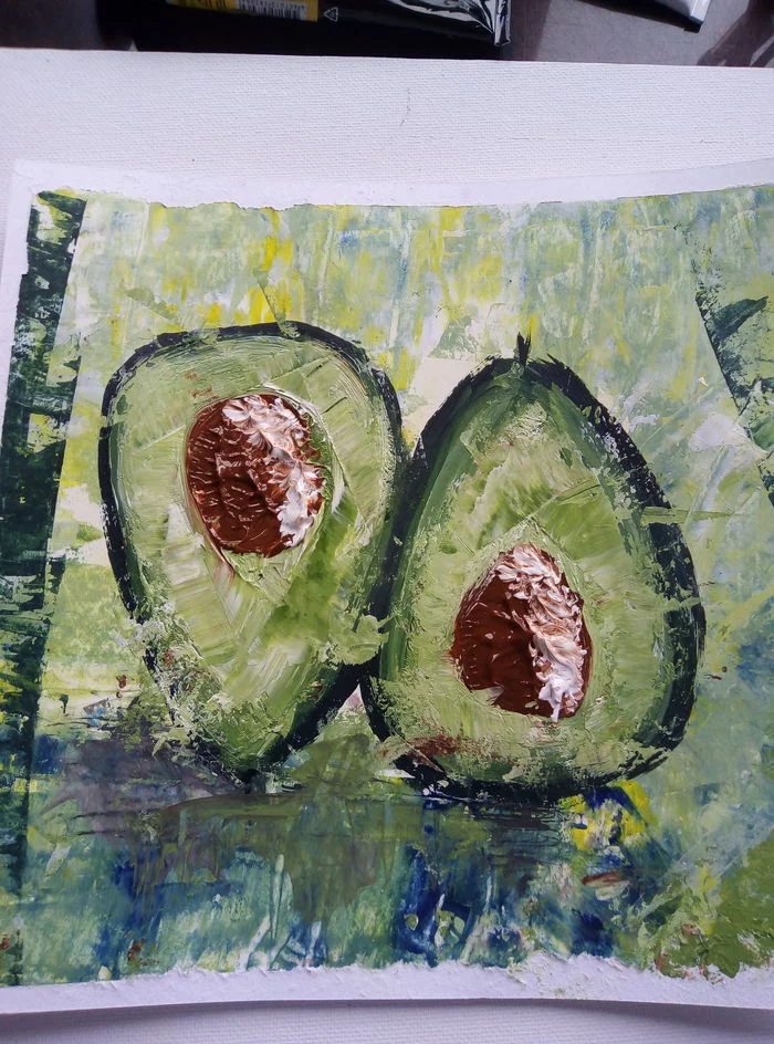 Avocado. Acrylic - My, Acrylic, Drawing, Weekend, Avocado, Longpost