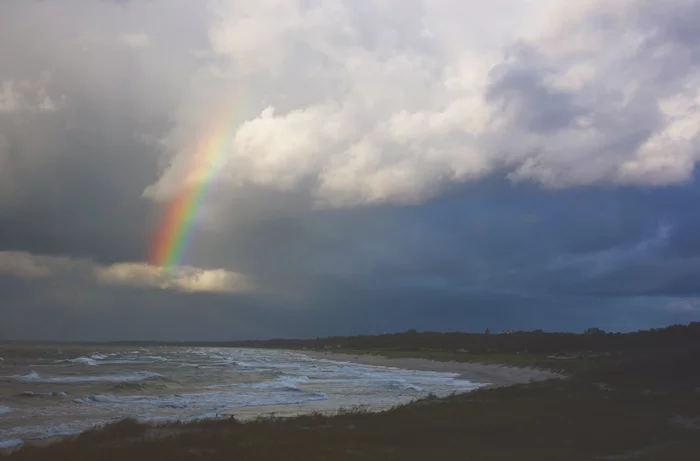 Sometimes a rainbow is just a rainbow - My, The photo, Landscape, Kaliningrad, Sea, Baltic Sea, Rainbow