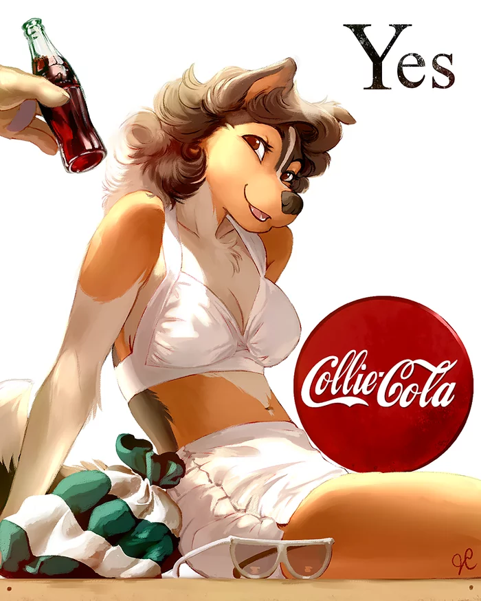 Collie-Cola - Фурри, Арт, Coca-Cola, Furry Edge, Собака, Thelupinprincess