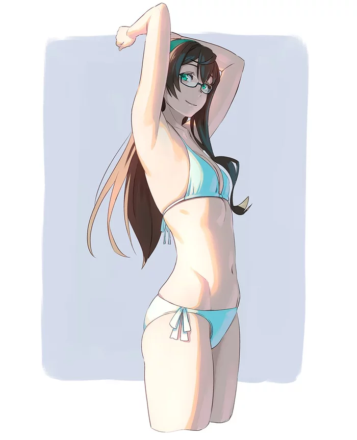 OhYodo - Kantai Collection, Аниме, Anime Art, Ooyodo, Бикини, Купальник, Очки