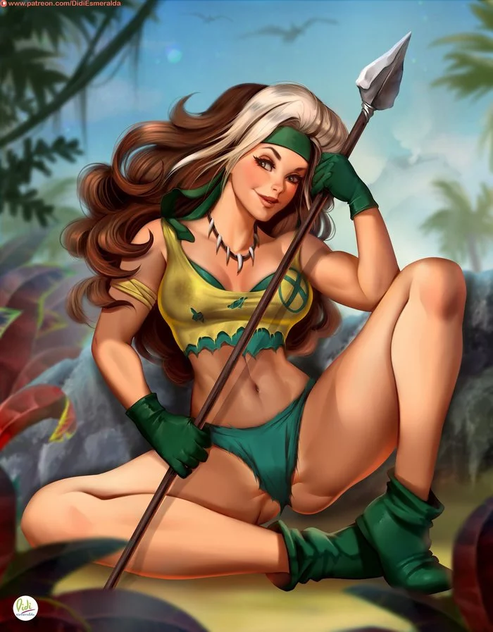 Rogue (X-Men) - NSFW, Art, Marvel, X-Men, Erotic, Underwear, Boobs, Didi-Esmeralda, Longpost, Rogue (X-Men)