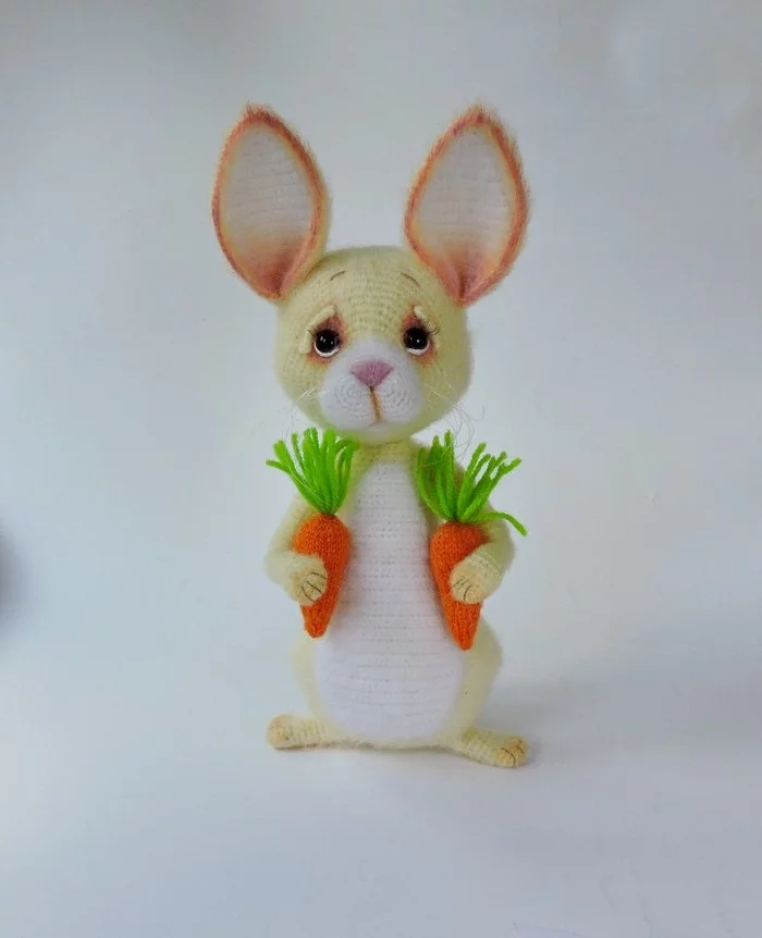 Hare Hare - My, Crochet, Longpost, Needlework without process, With your own hands, Knitted toys, Hare, Amigurumi, Carrot