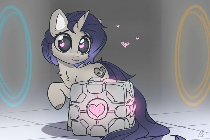 The smart cube is your best friend - My little pony, Reterica, Original character, MLP crossover, Portal, Cube Companion