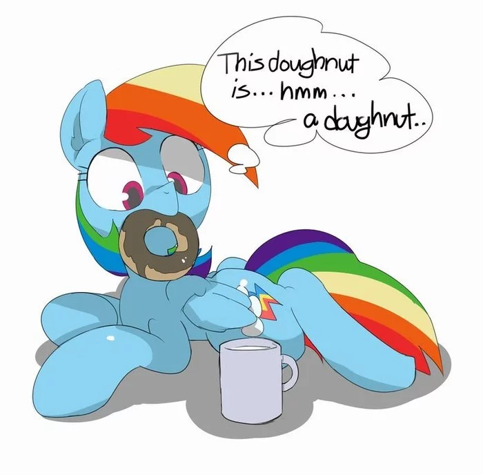 It's just a donut, not what you think, perverts. - My little pony, Rainbow dash, Baigak