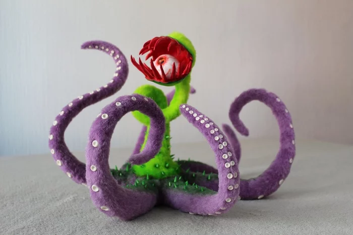 carnivorous flower - My, Polymer clay, Needlework with process, With your own hands, Art, Kripota, Longpost