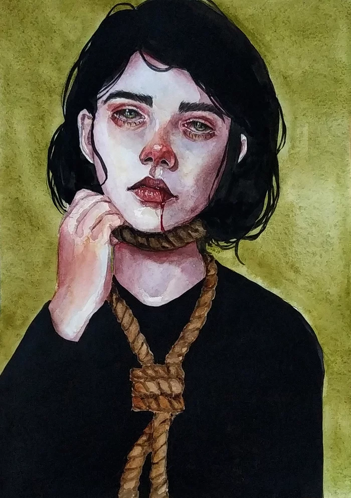 Art - My, Art, Illustrations, Painting, Watercolor, Watercolor technique, Portrait, Longpost