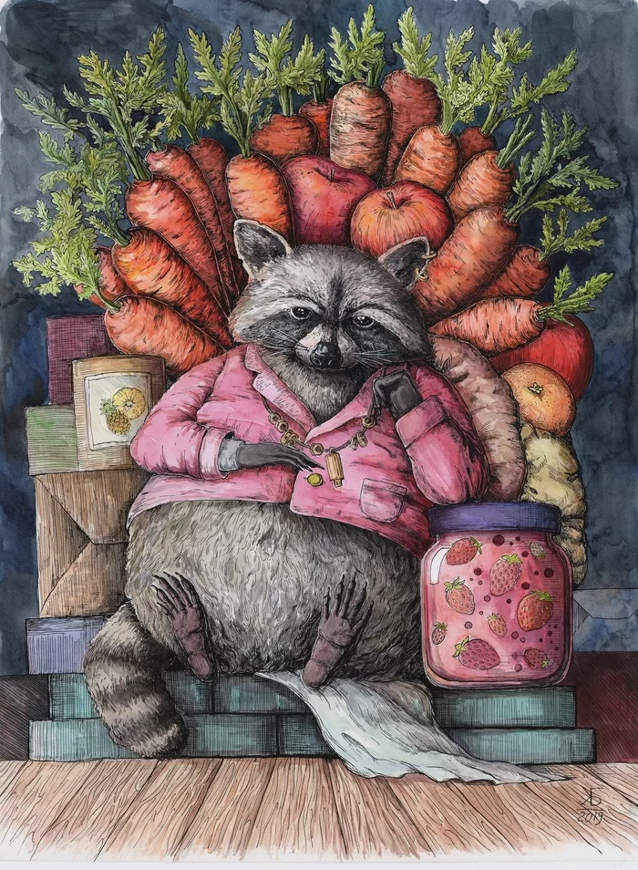 Series of illustrations After People - Longpost, Graphics, Mascara, Watercolor, Rat, Dog, Raccoon, Octopus, Illustrations, My