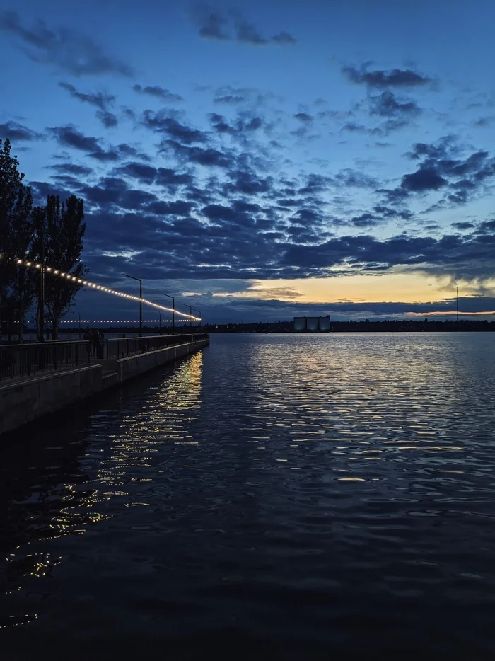 Sunset on the pier - My, Sunset, River, Nikolaev, Longpost