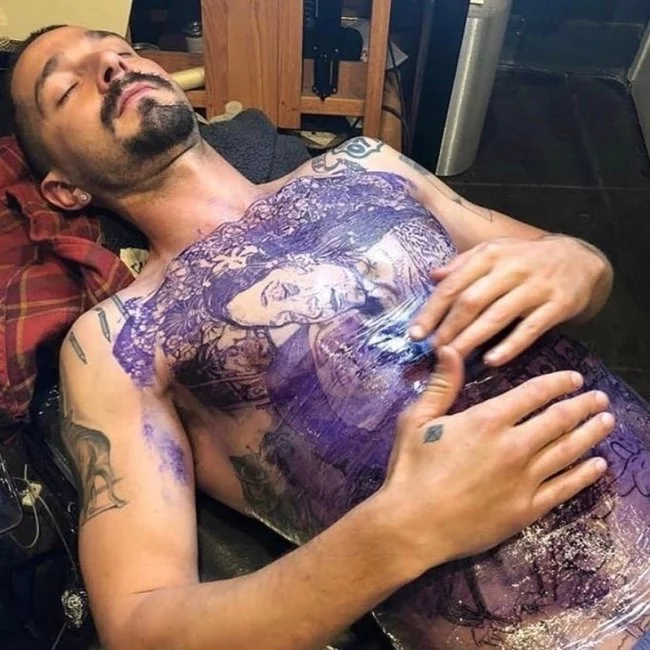 Shia LaBeouf got a tattoo all over his torso for a movie role - Shia LaBeouf, Tattoo, From the network, Longpost, Actors and actresses