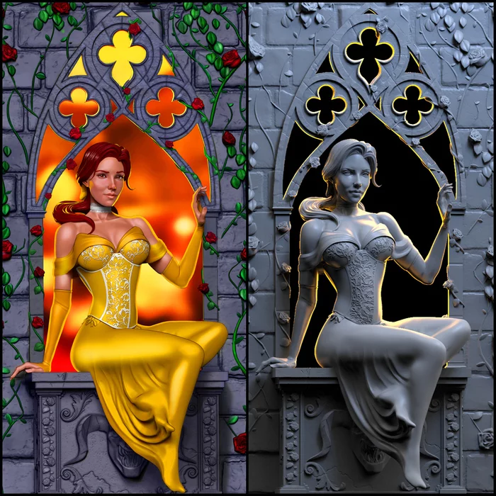 Princess for 3D printing - NSFW, My, 3D, 3D печать, Zbrush, Erotic, Pin up, Underwear, Longpost