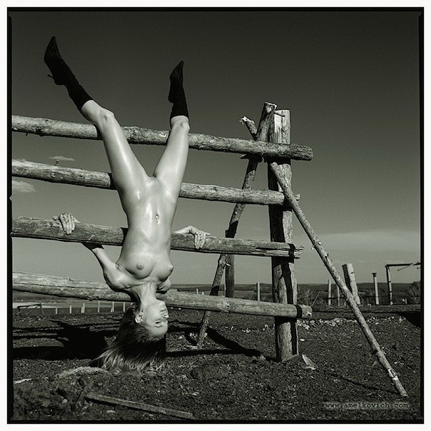 And Ennio Morricone behind the scenes - NSFW, Erotic, Girls, Upside down, Black and white photo