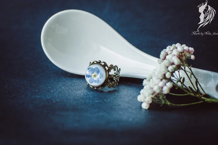 Forget-me-nots in epoxy resin - My, Handmade, Epoxy resin, Bijouterie, Needlework without process, Forget-me-nots, Nika_kiss, Longpost