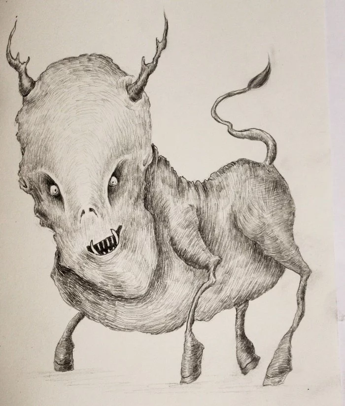 Bull. Maybe - My, Drawing, Pencil drawing, Graphics