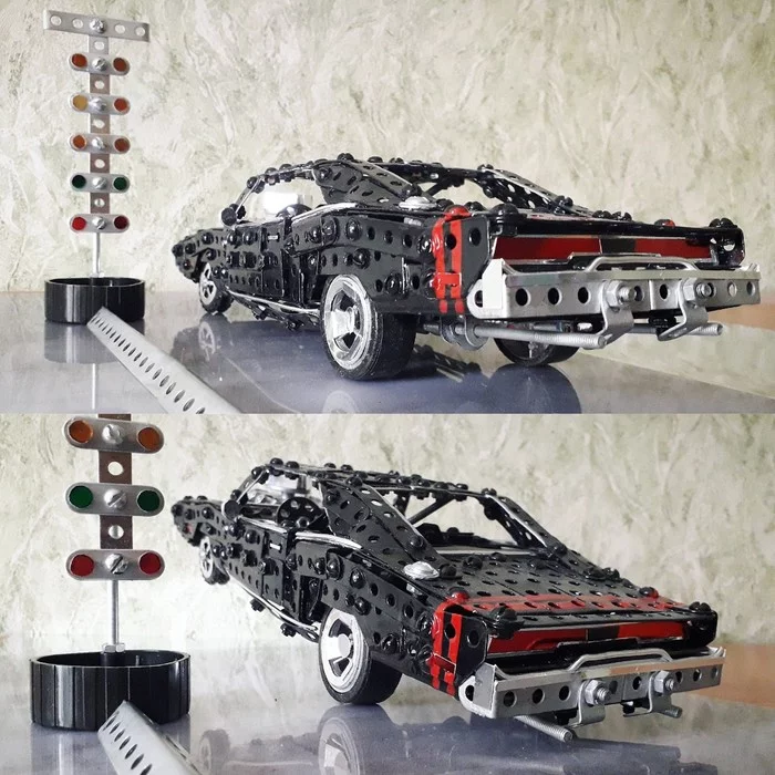 1970 Dodge Charger из металлического конструктора - Drag racing, Диорама, Dodge, Muscle car, Моделизм, Ретроавтомобиль, Самоделки