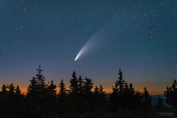 Comet C/2020 F3 (NEOWISE) over the Carpathians - My, Stars, Astrophoto, Astronomy, Comet, The mountains, Carpathians, Landscape, Neowise