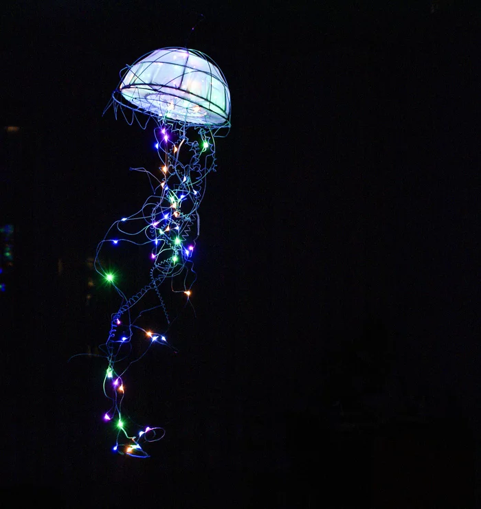 Night light made from scrap materials - My, Night light, Decor, Longpost, Jellyfish