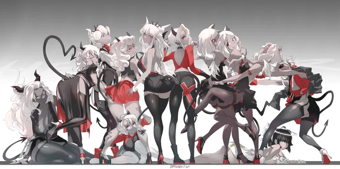 All Demon Girls - Helltaker, Modeus, Malina, Cerberus, Lucifer, Justice, Pandemonica, Zdrada, Beelzebub