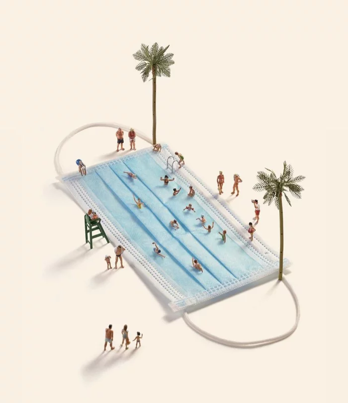 For the sick... - Beach, Swimming pool, Mask, Relaxation, Palm trees, Miniature