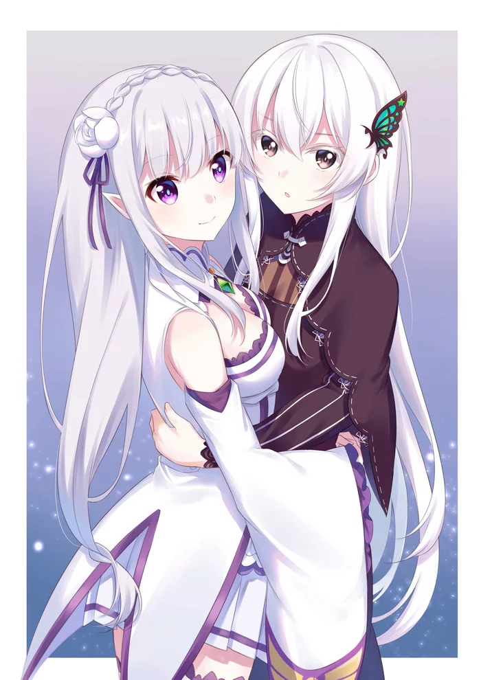 Echidna and Emilia - Re: Zero Kara, Emilia, Echidna, Anime art, Anime