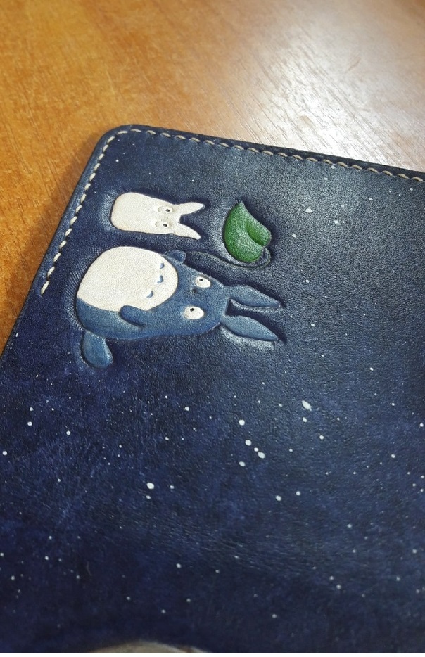 Passport cover - My, Needlework without process, Cover, Leather, With your own hands, Totoro, Longpost