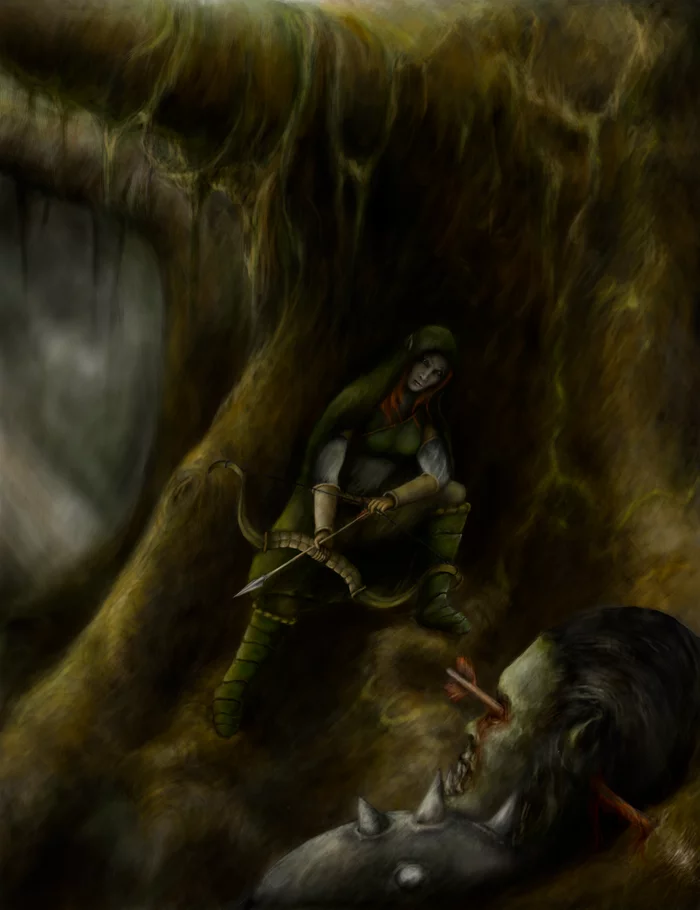 Forest Elf - Digital drawing, My, Elves, Art
