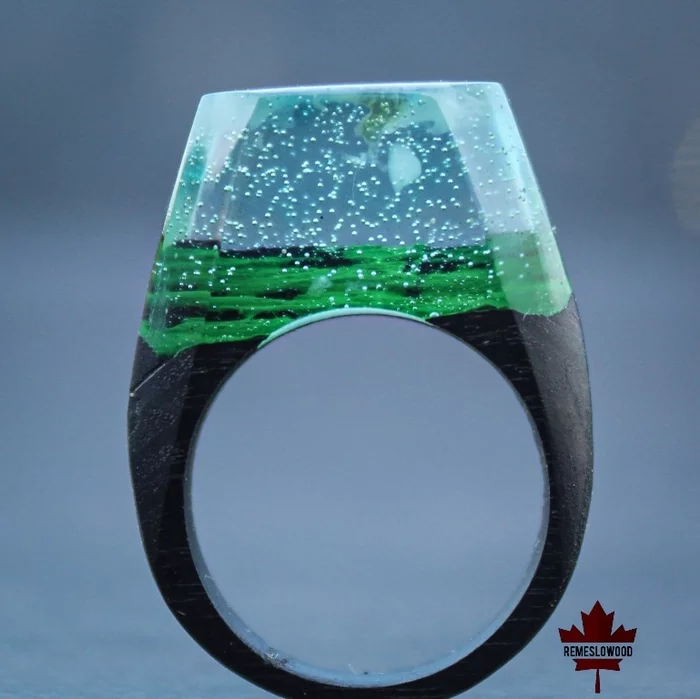 Rings made of exotic woods and jewelry resin - My, Ring, Handmade, Epoxy resin, Longpost, Needlework without process