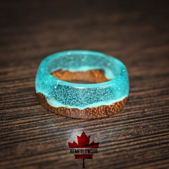 Rings made of exotic woods and jewelry resin - My, Ring, Handmade, Epoxy resin, Longpost, Needlework without process