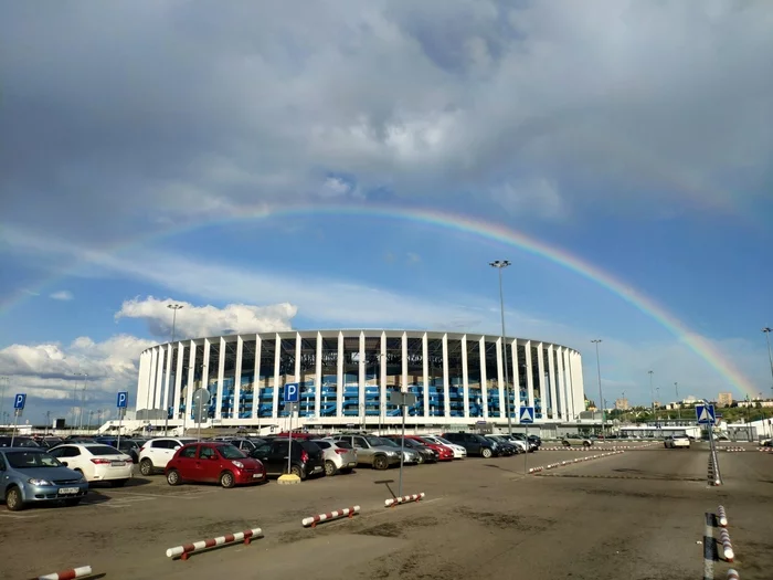 Rainbow in Nizhny Novgorod - My, Nizhny Novgorod, Stadium, Rainbow, The photo