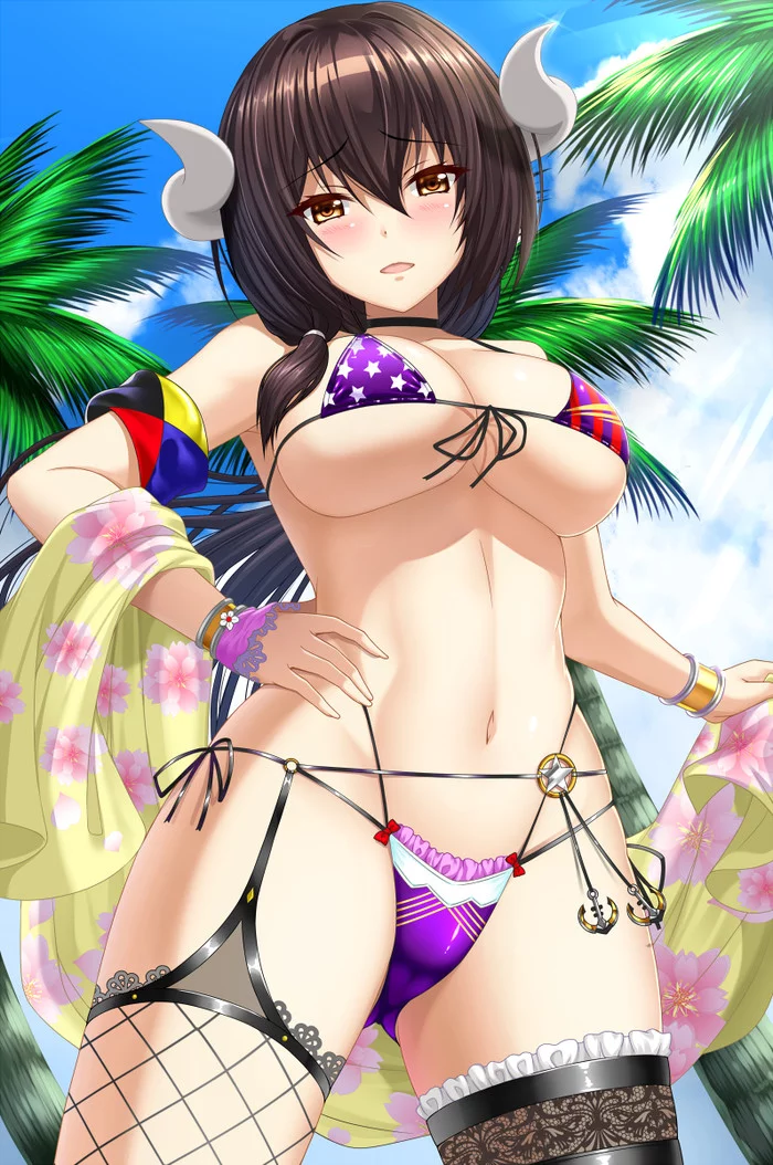 Mikasa - NSFW, Anime, Anime art, Azur lane, Swimsuit, Breast, Mikasa (Azur Lane)