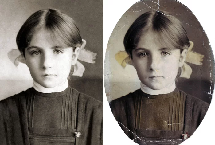 Extending the life of memories - My, Colorization, Remini, Old photo, Photo restoration, School uniform, Photoshop