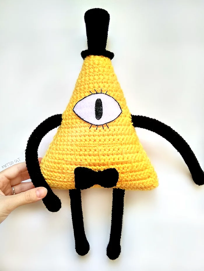 Is this cheese? Egyptian pyramid? I tied a character with whom I didn’t watch the animated series :D - My, Amigurumi, Needlework without process, Crochet, Knitted toys, Knitting, Cartoons, Serials, Needlework, Longpost