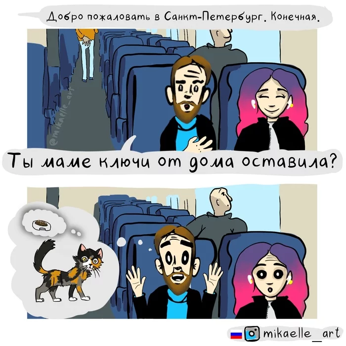 The story about the keys that he took with him ... - My, Comics, Web comic, Keys, Forgot, Images, Moscow, Saint Petersburg, cat