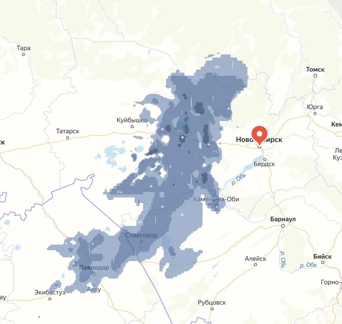 Godzilla is moving to Novosibirsk - My, Godzilla, Weather, Yandex., Yandex Weather, Rain