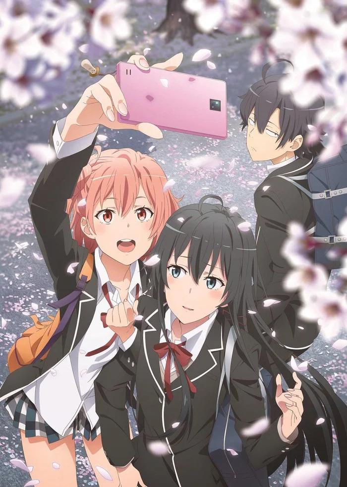 Pink time of my school life - Oregairu, Yuigahama Yui, Yukino Yukinoshita, Hachiman Hikigaya, Anime, Anime art, Poster