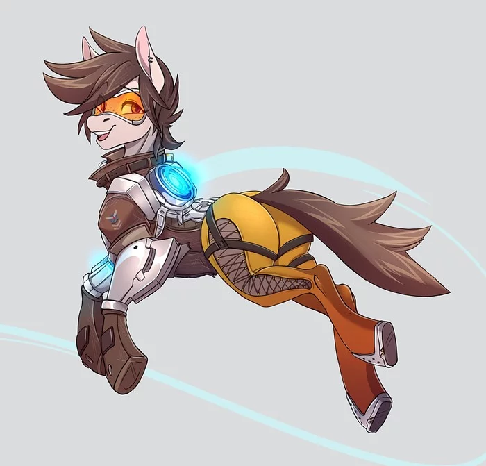 Tracer pony - My little pony, Crossover, Overwatch, Tracer, Ponification, Crossover