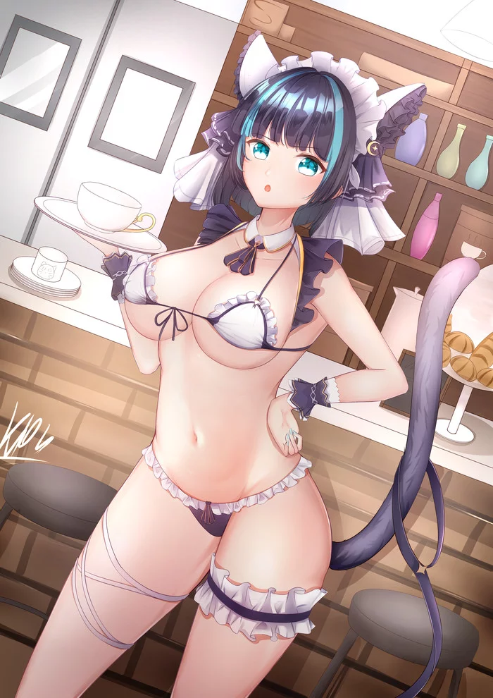 Cheshire - NSFW, Аниме, Anime Art, Azur Lane, Cheshire, Купальник, Грудь, Animal Ears